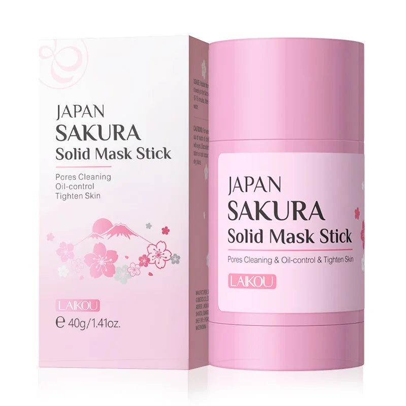 LAIKOU Sakura Solid Facial Masks Stick Clay Face Mask Moisturizing Brightening Oil Control Removal Blackhead Face Mud Mask