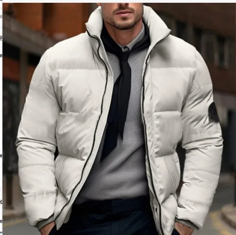 Thickened Casual Men's Cotton Jacket European Size Labelled Bread Coat Large Size Loose Fit Autumn Winter Outerwear