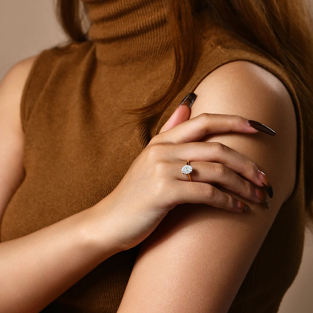 ATTAGEMS Oval Cut 9*7mm 2CT D VVS1 Moissanite Rings S925 Sterling Silver for Women Engagement Wedding Lady's Jewelry Gift Luxury