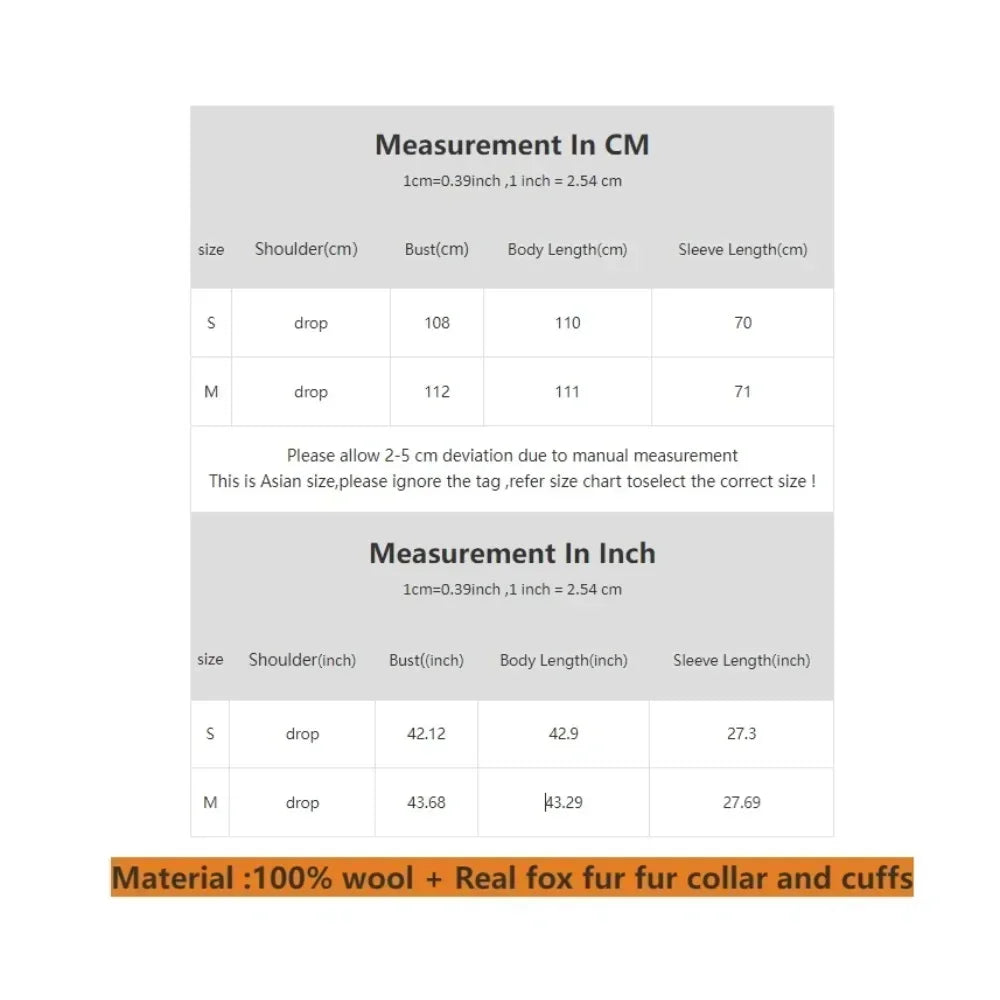 100% Wool Water-Corrugated Woolen Coat with Detachable Fox Fur Collar Women Daily Casual Wear 2024 Autumn Winter Original Design