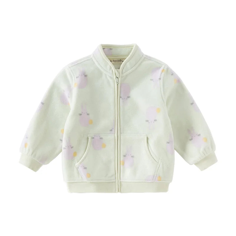 Dave Bella Children's Coat Boys Girls Baby Fleece Outerwear Autumn Sweet Cute Print Tops Outdoor Soft Comfortable Sport DB396-EE