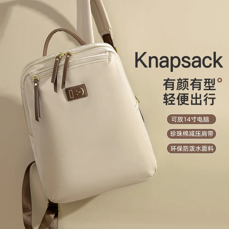 14" Laptop Knapsack Women Backpacks for Business Travel Lightweight Portable Bag Waterproof Oxford Cloth Functional Computer Bag