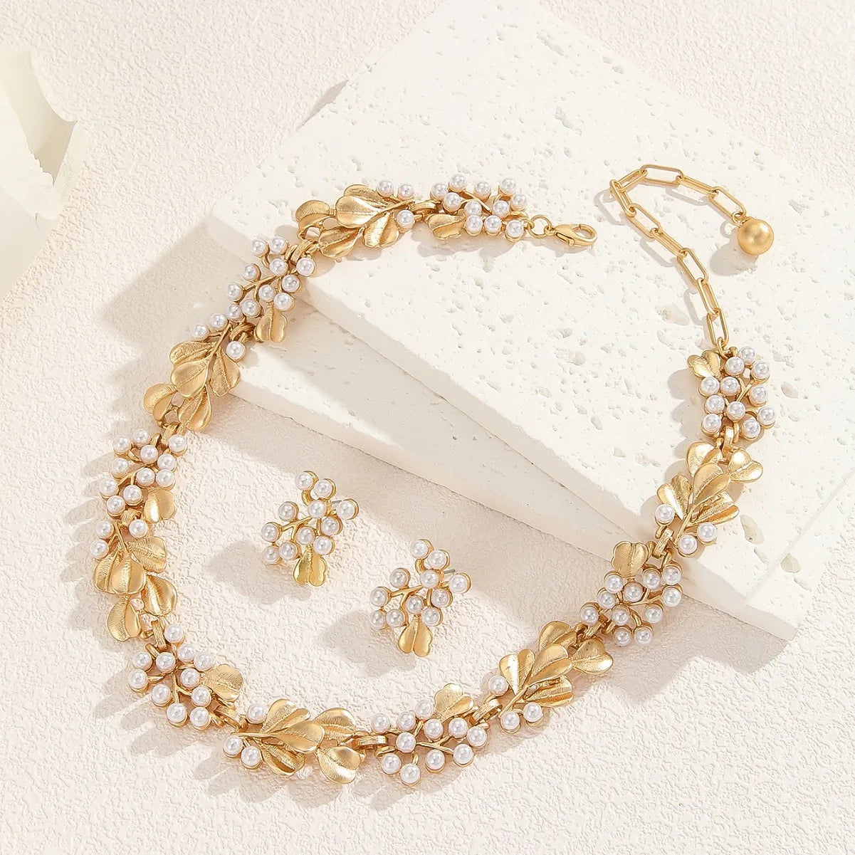 Mila Jewelry 3-Piece Set with Rhinestones and Faux Pearls, Lightweight Luxury Party Jewelry Set, Rust-Resistant