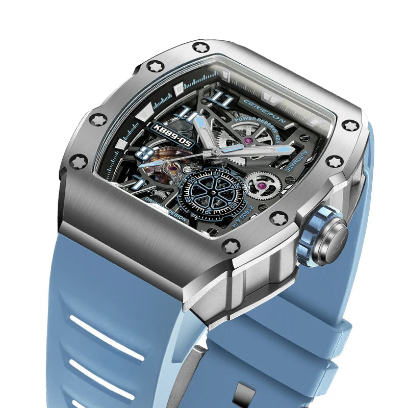 CERIEPON Automatic Mechanical Watch Men's Model Branded Hollowed Out Wine Barrel Shaped Men's Luminous Watches