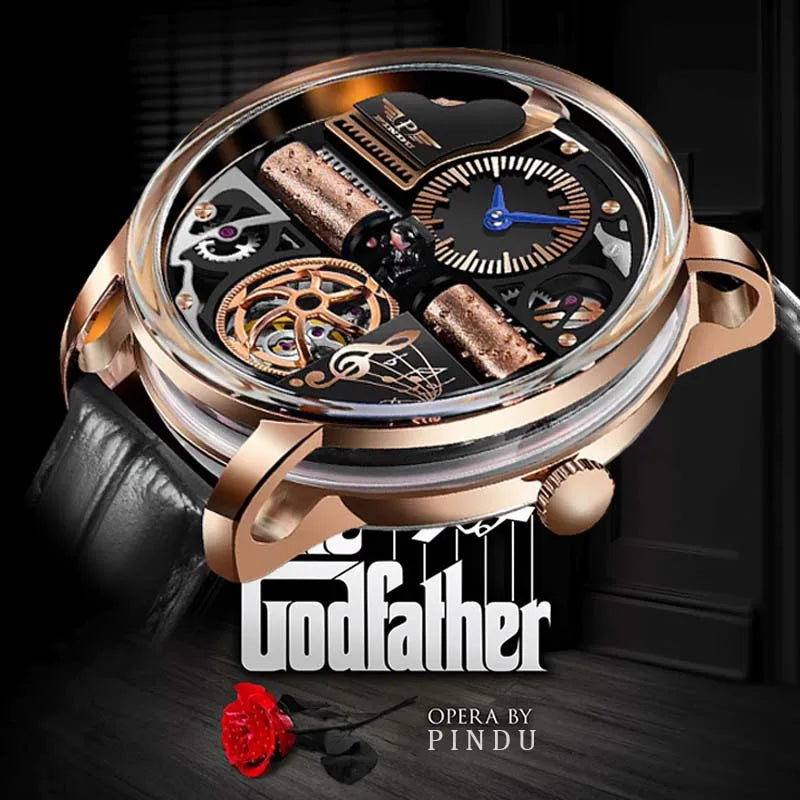 PINDU Watch New TOP Men Mechanical Watch Godfather Fashionable Classic Series 45.5MM Wristwatches Men M2791B