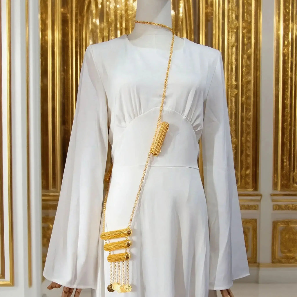 Turkish kurdish women shoulder chain gold plated jewelry chain for bride middle east arabic wedding jewelry