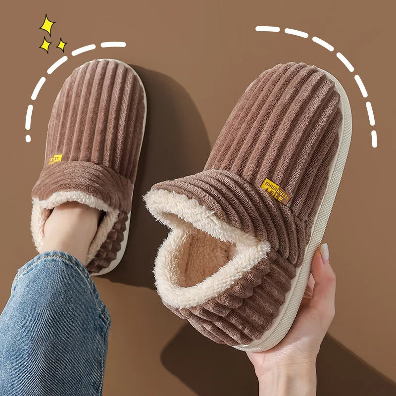 Evshine Winter Plush Cotton Shoes For Women Indoor Cozy Soft Sole Fur Slides Outdoor Fuzzy Ankle Boot Warm Fluffy House Slippers