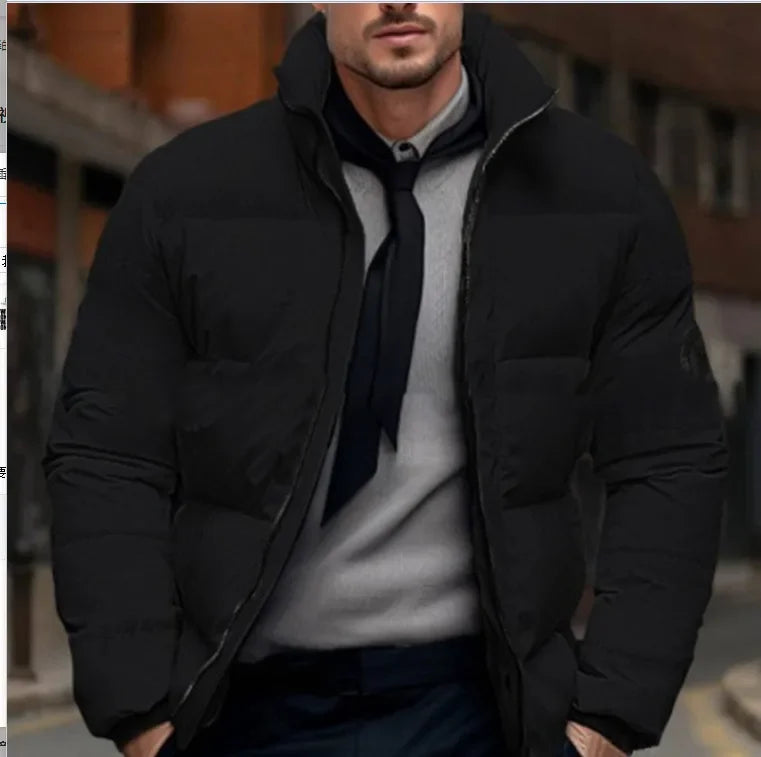 Thickened Casual Men's Cotton Jacket European Size Labelled Bread Coat Large Size Loose Fit Autumn Winter Outerwear