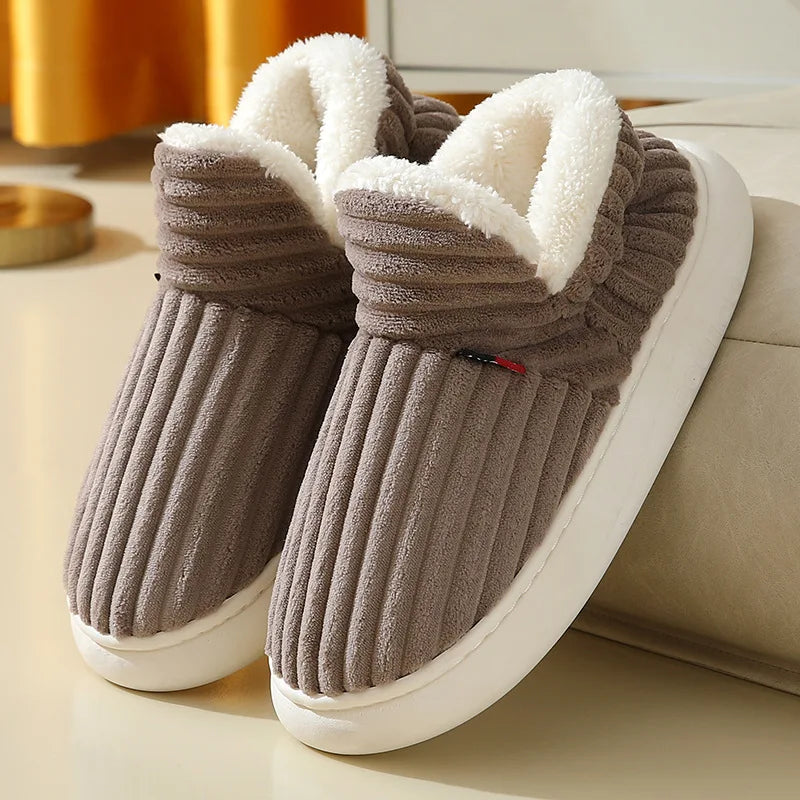 Evshine Winter Plush Cotton Shoes For Women Indoor Cozy Soft Sole Fur Slides Outdoor Fuzzy Ankle Boot Warm Fluffy House Slippers