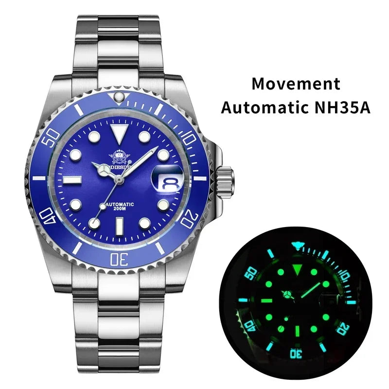ADDIESDIVE NH35 Movement Automatic Watch Sapphire Crystal Mechanical Wristwatch 200m Diving Super Luminous Watches reloj hombre
