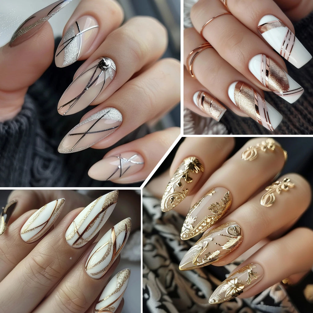 Gold Silver Metallic Liner Paint Gel Nail Polish Chrome Mirror Metal Effect Super Bright French UV LED Semi Permanent Nail Gel