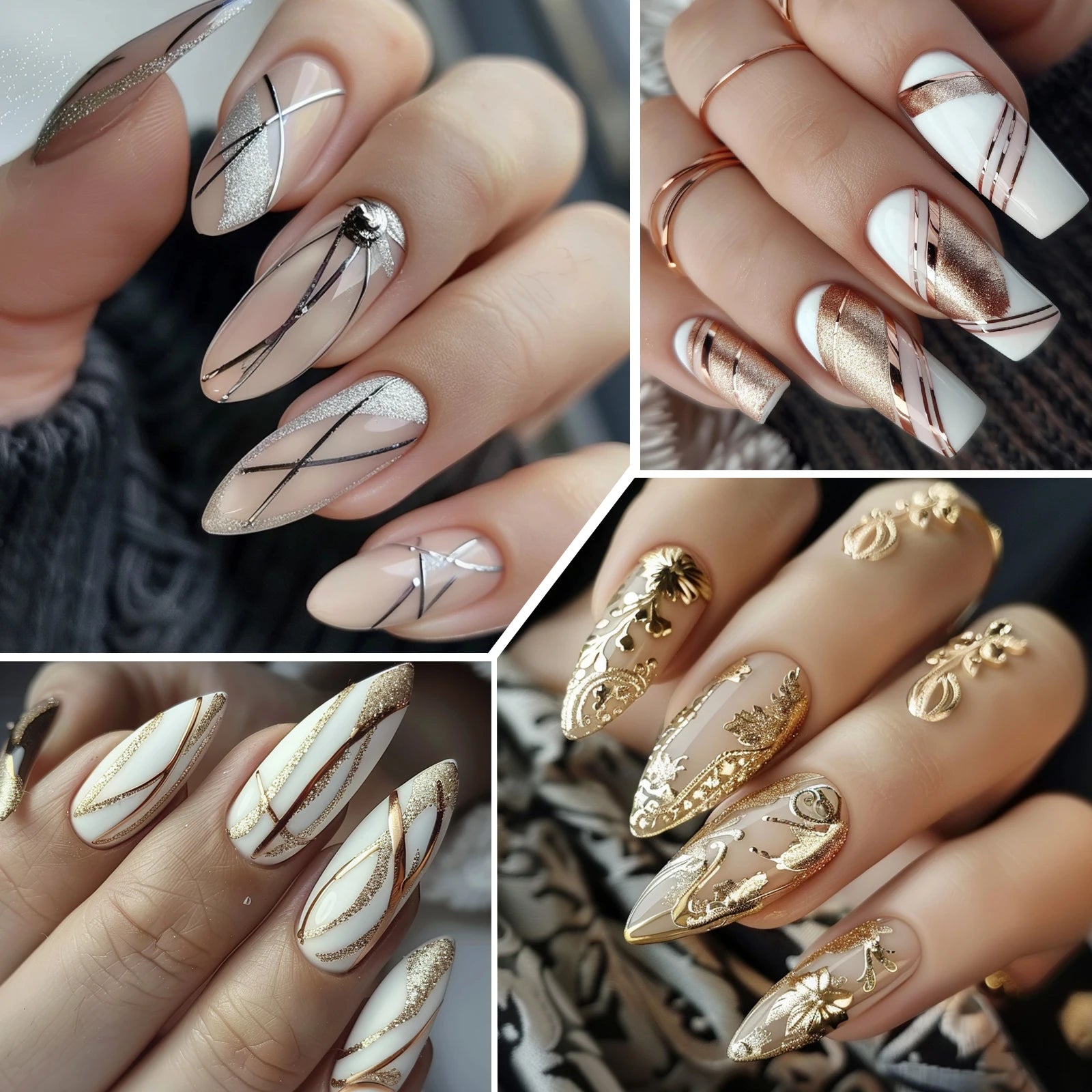 Gold Silver Metallic Liner Paint Gel Nail Polish Chrome Mirror Metal Effect Super Bright French UV LED Semi Permanent Nail Gel