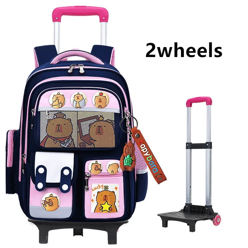 Children Trolley backpack wheels Student High capacity School bags Rolling schoolbags kids Trolley bookbag school wheeled bag