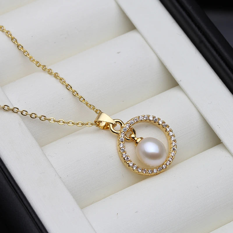 Mila Necklace, a beautiful cultured natural freshwater pearl necklace, white gold plated pearl pendant for weddings, luxurious