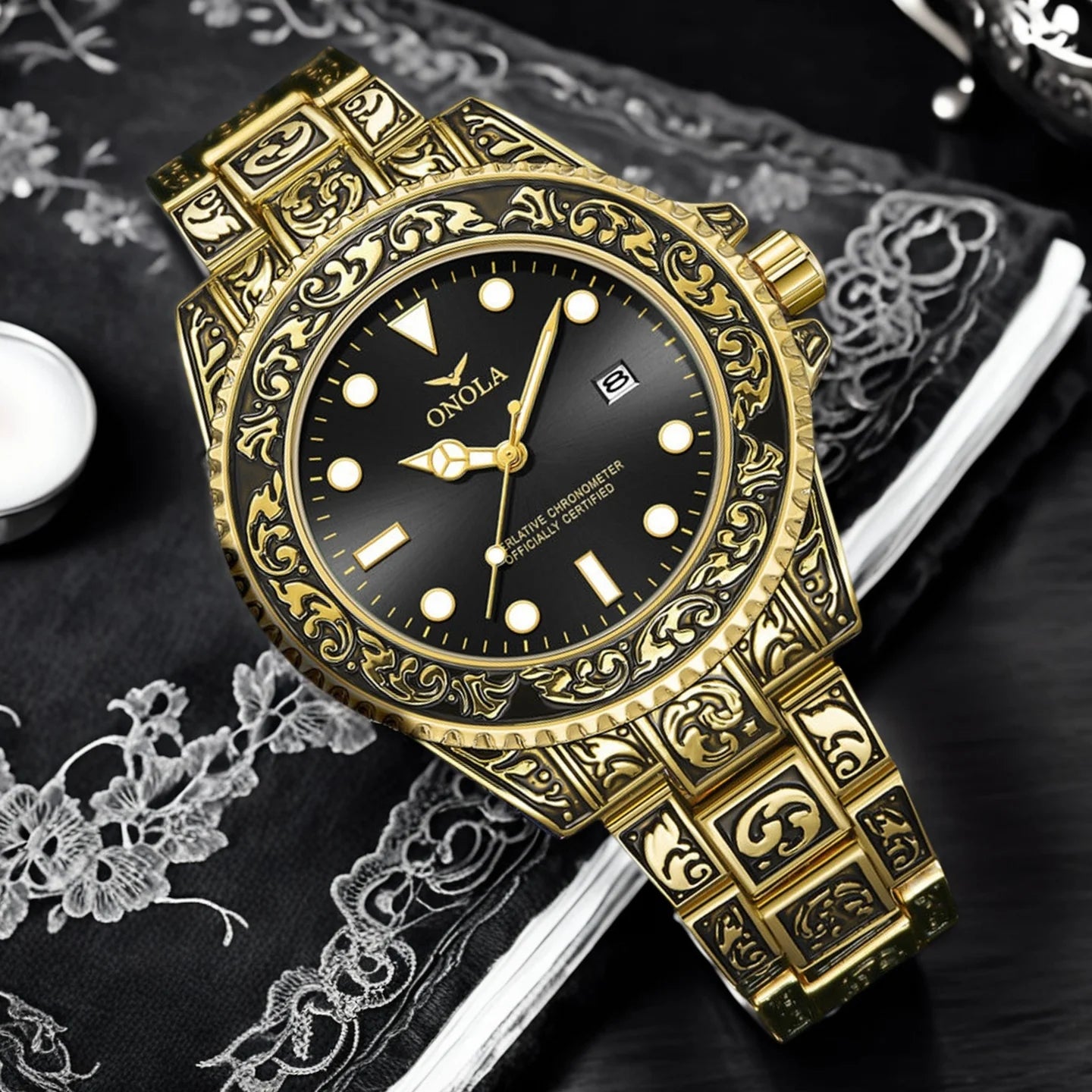 ONOLA Retro Luxury Men Watch Business Night Light Calendar Waterproof Watch Men Relogio Masculino