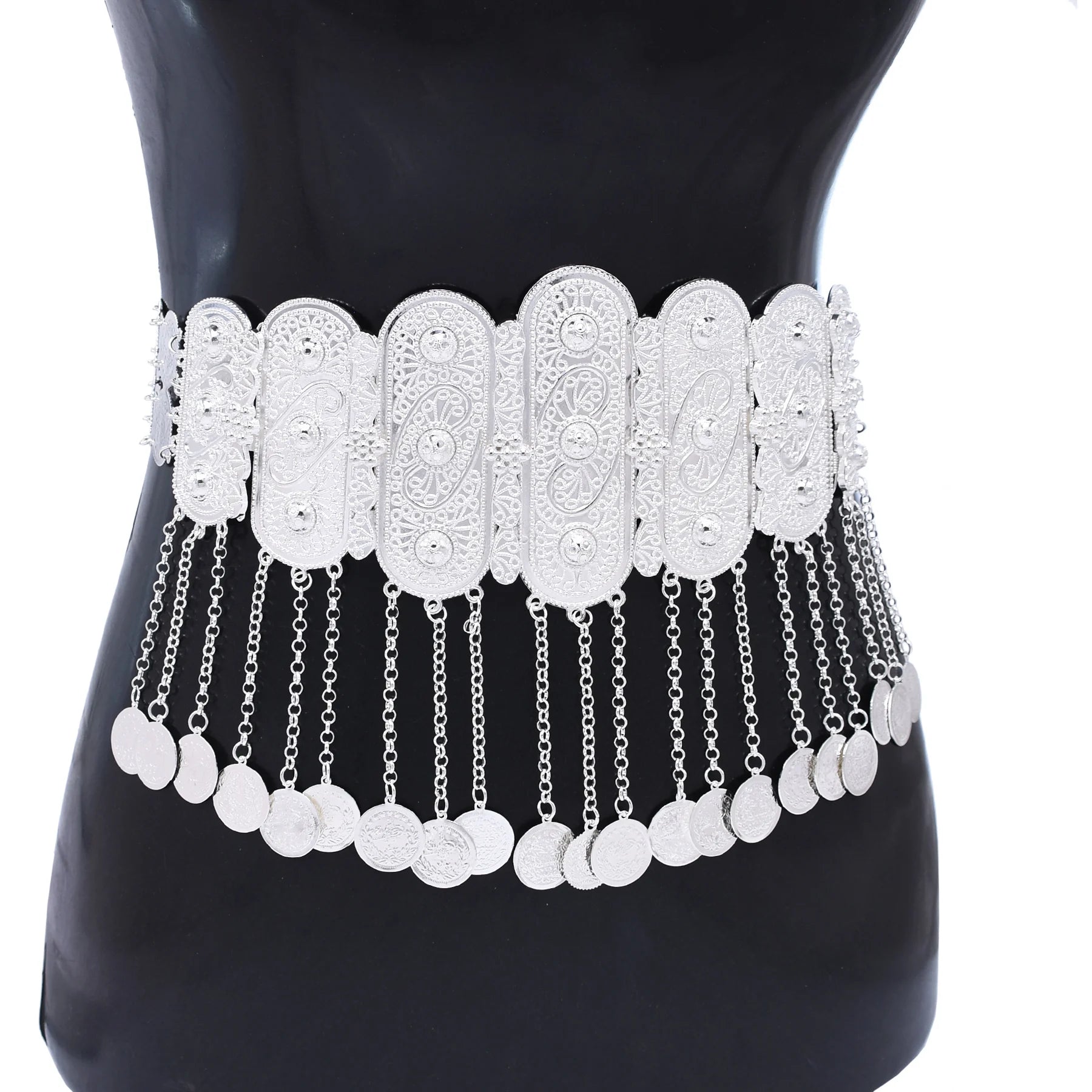 Golden Metal Coin Long Chain Belts for Women India Belly Dance Morocan Afghan Turkish Kurdistan National Dress Waistband Jewelry