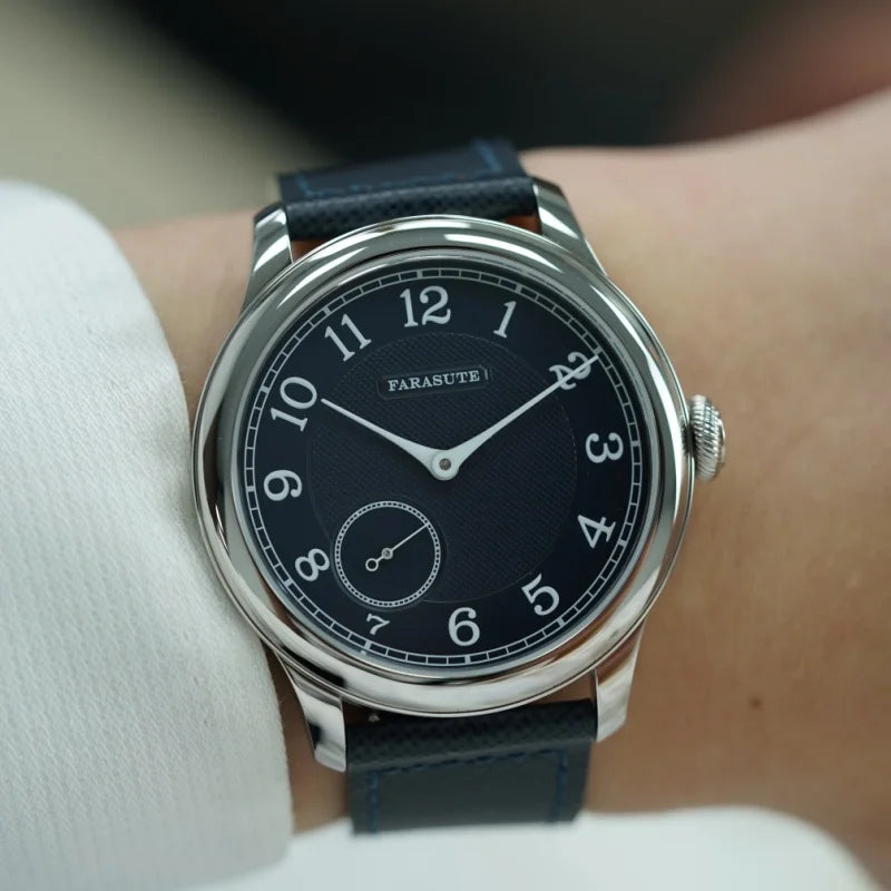 FARASUTE NEW Machinery Men Watch Salmon Dial St17 Manual Mechanical Watch Small Second Vintage Bonklip Bracelet