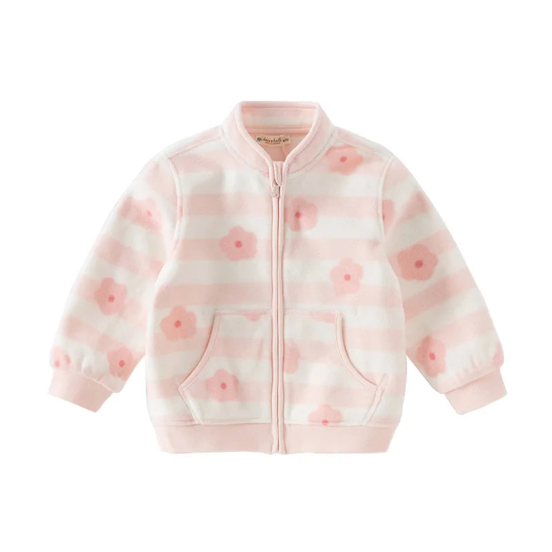 Dave Bella Children's Coat Boys Girls Baby Fleece Outerwear Autumn Sweet Cute Print Tops Outdoor Soft Comfortable Sport DB396-EE