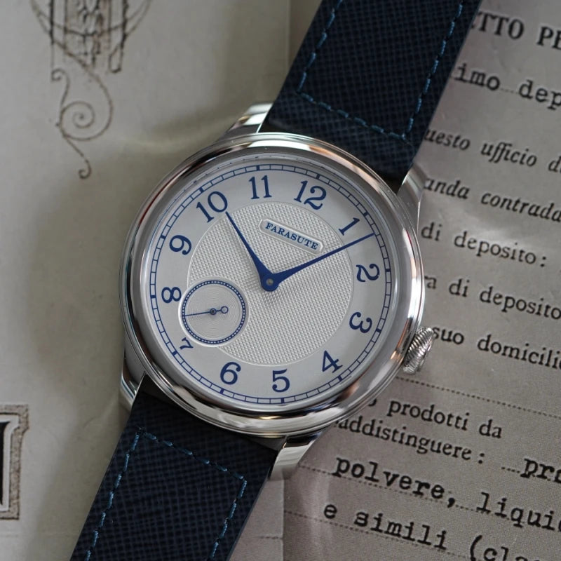 FARASUTE NEW Machinery Men Watch Salmon Dial St17 Manual Mechanical Watch Small Second Vintage Bonklip Bracelet