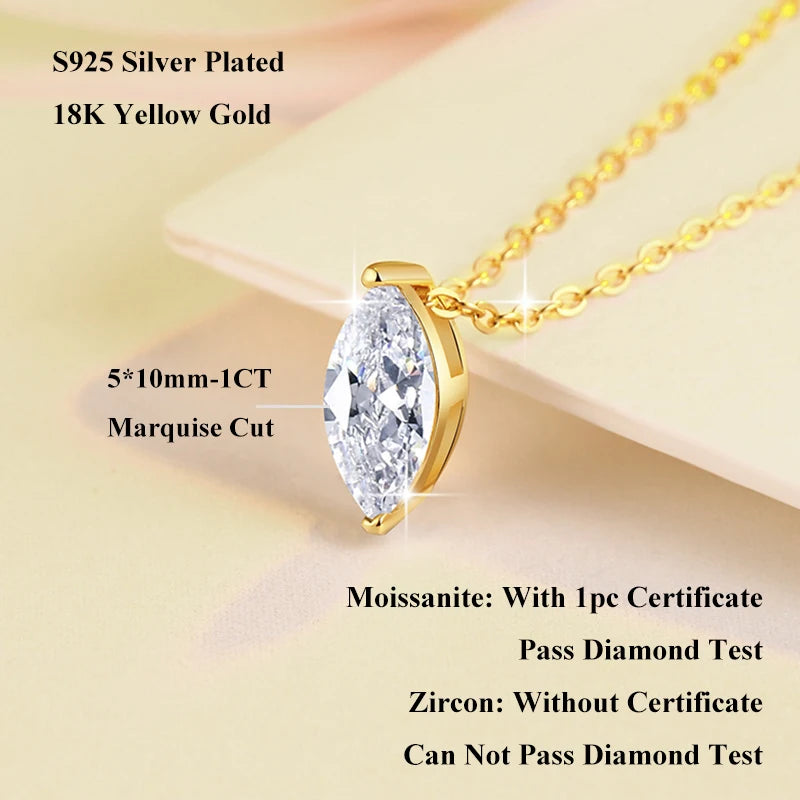 A women's necklace from Mila Jewelry made of a round-cut marquise stone of 1.1 carats,