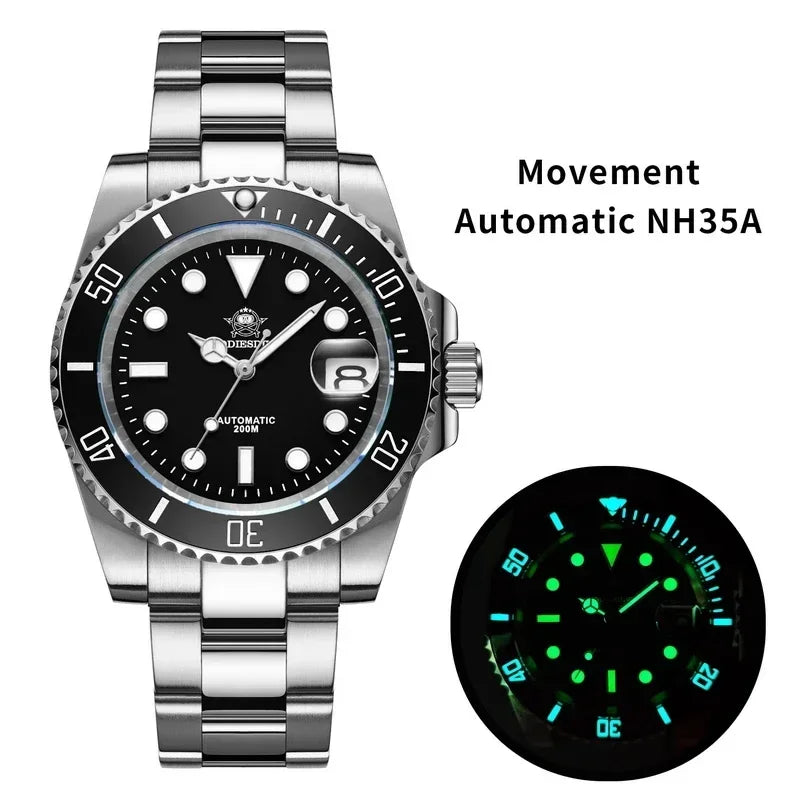 ADDIESDIVE NH35 Movement Automatic Watch Sapphire Crystal Mechanical Wristwatch 200m Diving Super Luminous Watches reloj hombre