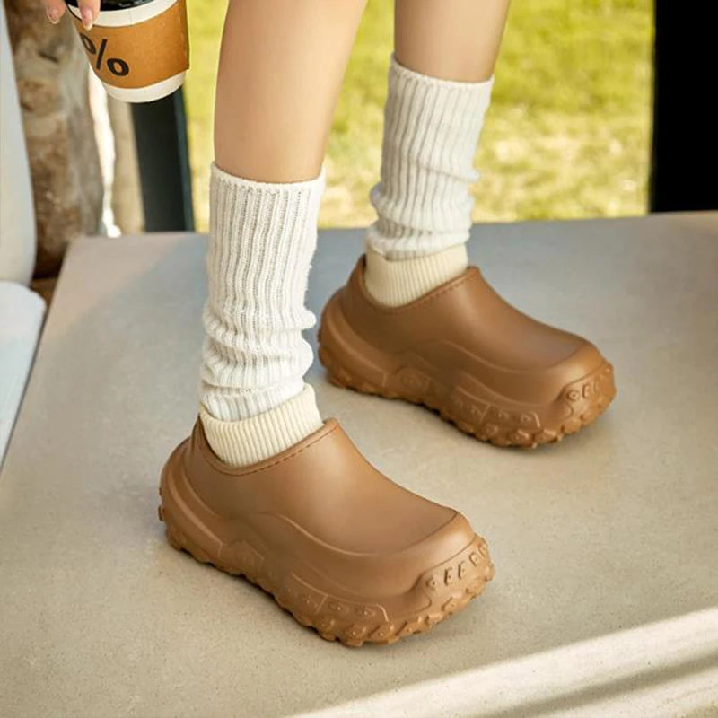 Smile Pop Stylish Shoes Women Outdoor Waterproof Non-slip Slippers Women Indoor Warm Fluffy Slippers Thick Sole Cotton Slippers