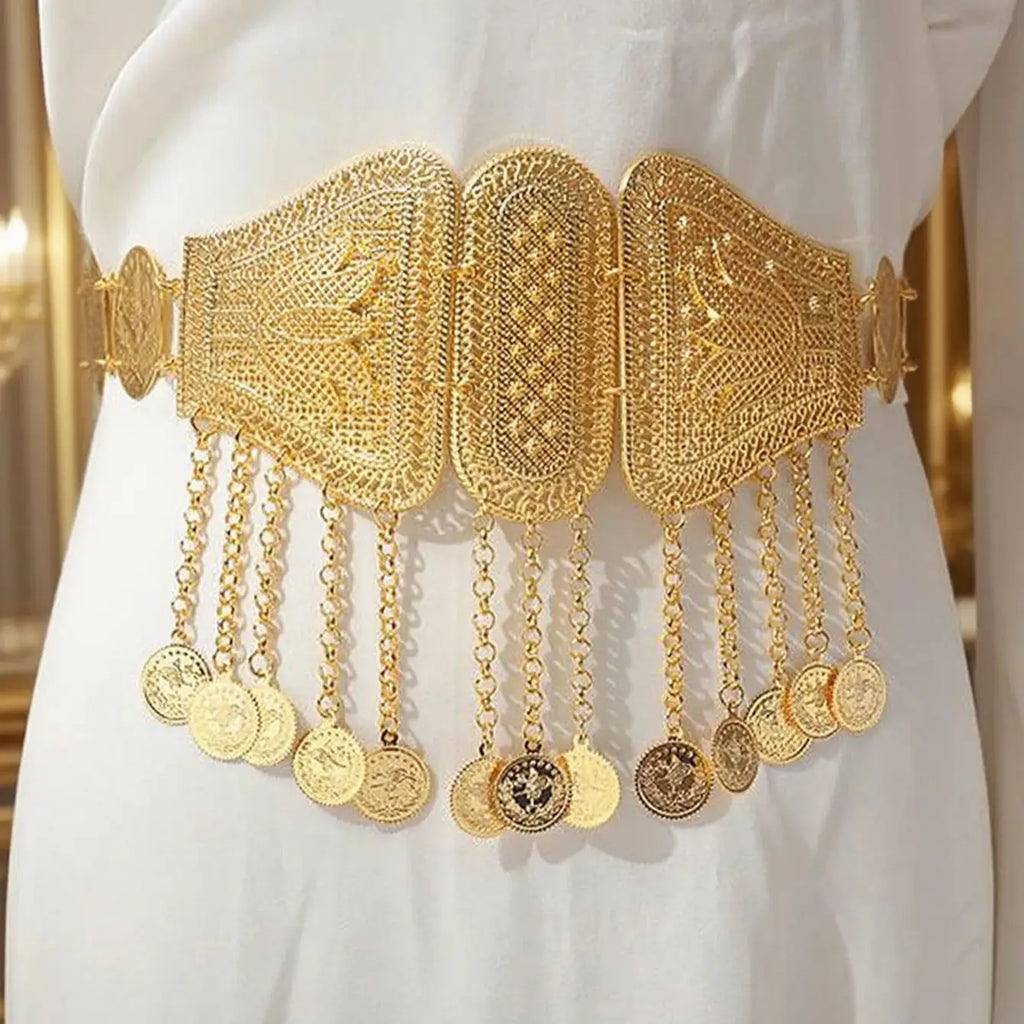 Turkish kurdish women belt gold plated arab middle east coin chain belts festival wedding costume jewelry