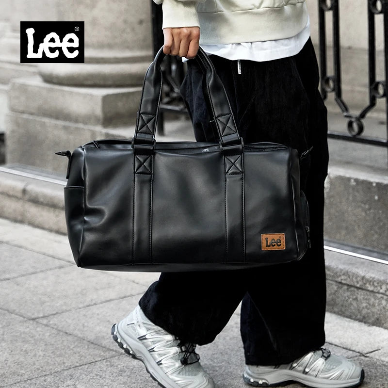 LEE High Quality Waterproof Leather Travel Duffel Bag Dry Wet Shoe Compartment Large Training Luggage Fitness Bag for Women Man