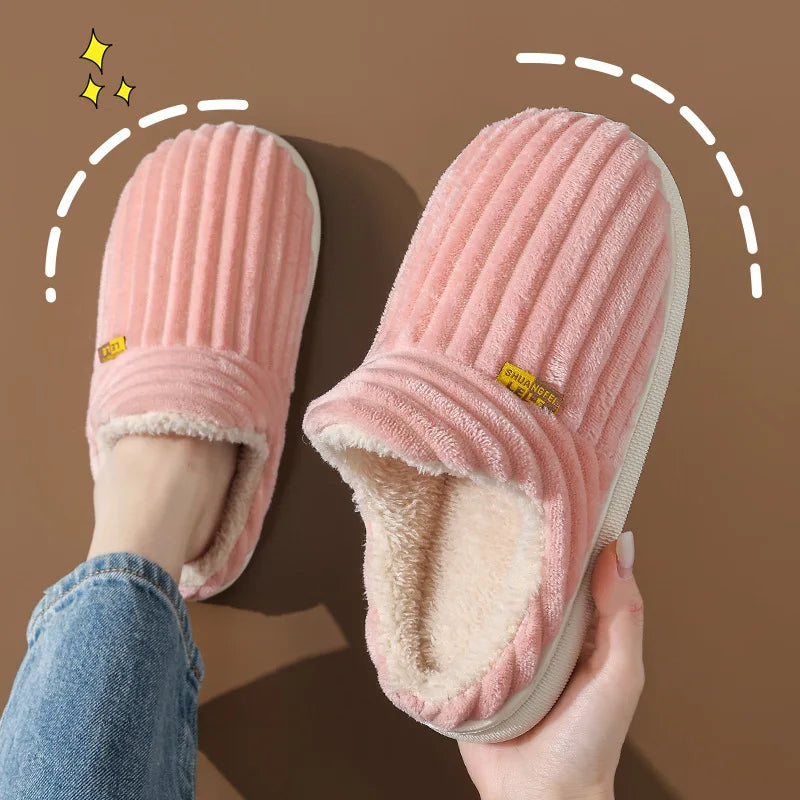 Evshine Winter Plush Cotton Shoes For Women Indoor Cozy Soft Sole Fur Slides Outdoor Fuzzy Ankle Boot Warm Fluffy House Slippers