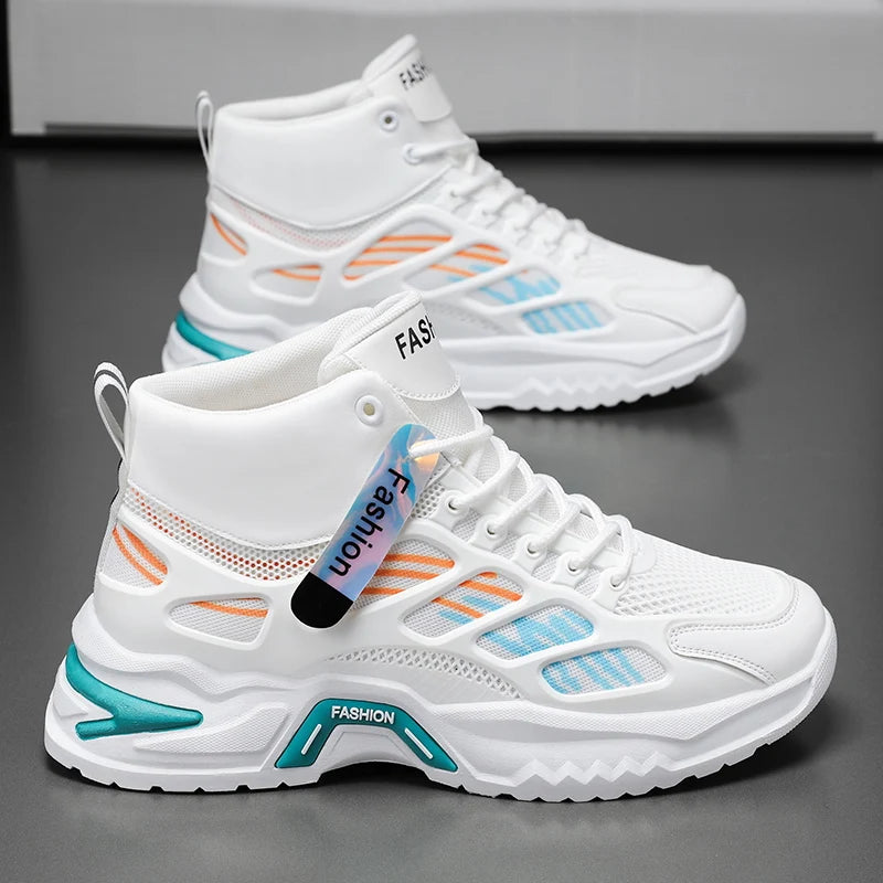 Student casual sports shoes Four Season Breathable high top anti slip soft sole comfort outdoor men's running shoes male sneaker