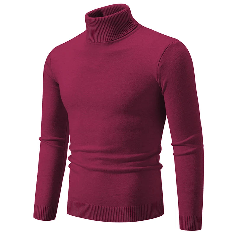 New Winter Turtleneck Thick Mens Sweaters Casual Turtle Neck Solid Color Quality Warm Slim Turtleneck Sweaters Pullover Men