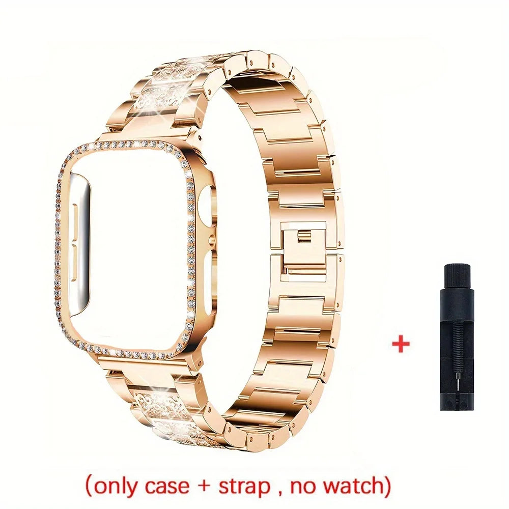Girl Metal Strap + Case For Apple Watch Band Ultra Bracelet Wristband for iwatch Series 11 10 9 8 7 6 5 4 46mm 40 41 42mm Women