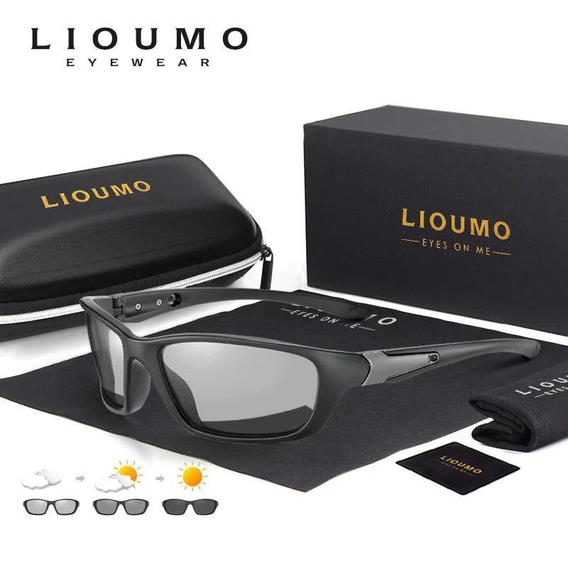 LIOUMO Outdoor Sports Cycling Sunglasses Men Polarized Photochromic Driving Glasses Male Day Night Vision Goggles lentes de sol