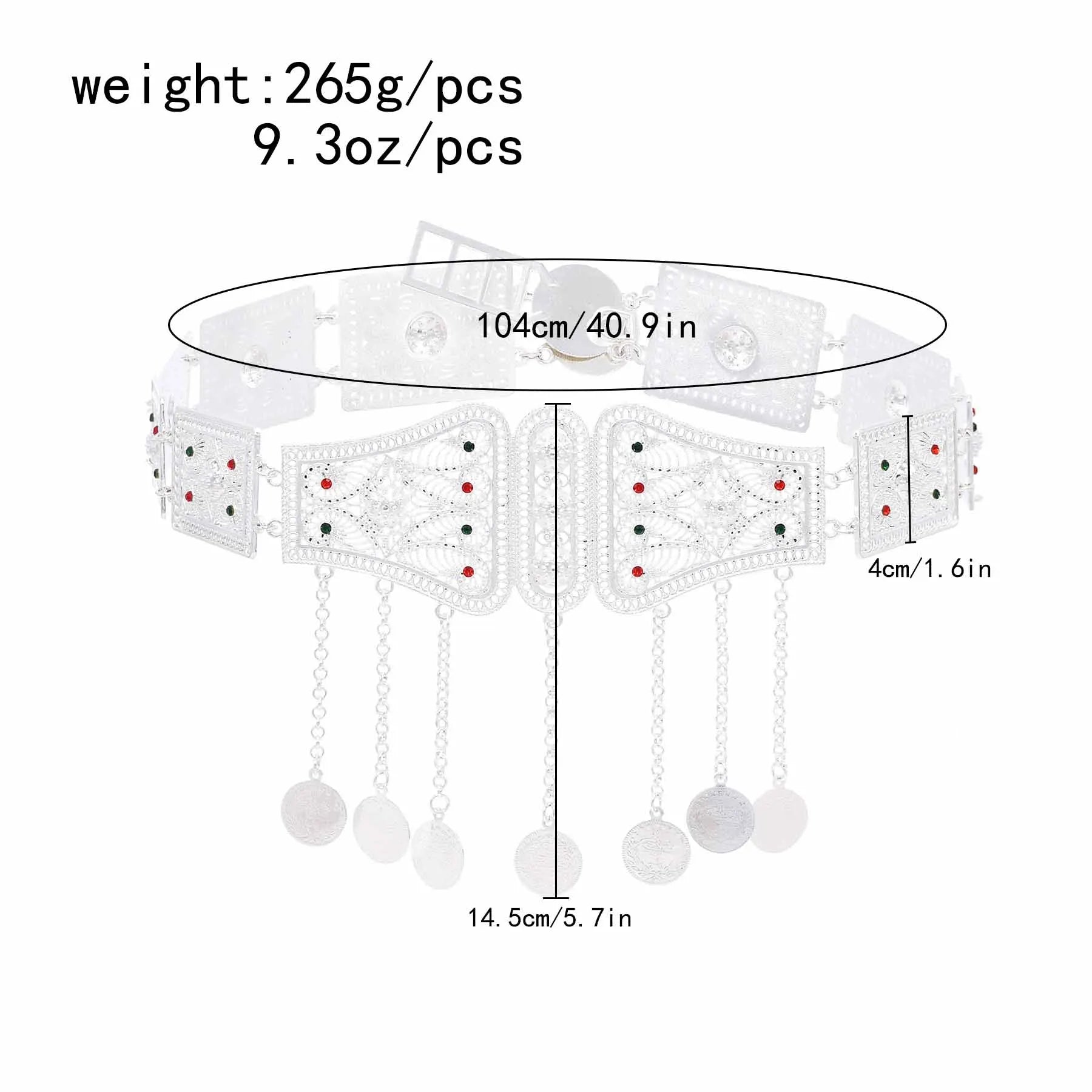 Indian Arab Metal Waist Chain Large French Coin Waist Belt Carved Flower Belly Chains Algeria Traditional Holiday Party Jewelry