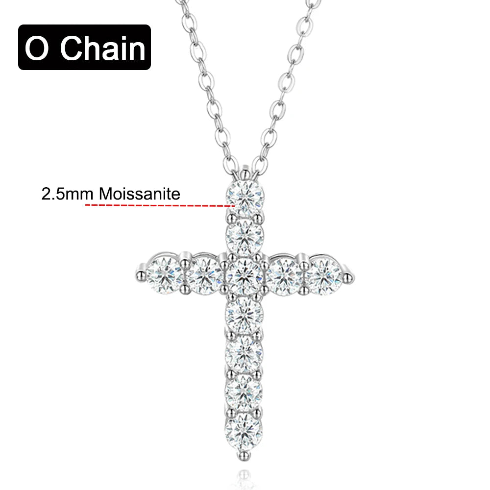 Moissanite cross pendant, 3mm, 4mm and 5mm, GRA certified, made of 925 sterling silver,