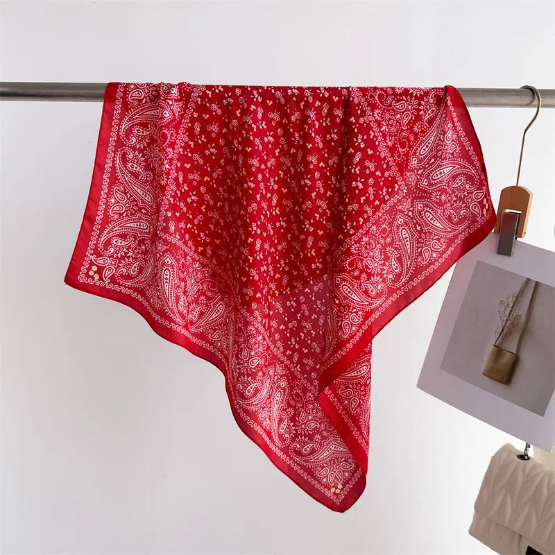 70cm Square Lemon Print Yellow Square Silk Scarf Casual Elegant Thin Breathable Neck Women Windproof Head Wrap Hair Scarves