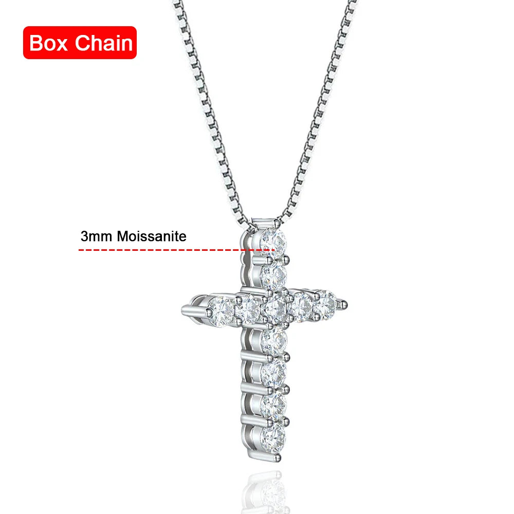 Moissanite cross pendant, 3mm, 4mm and 5mm, GRA certified, made of 925 sterling silver,