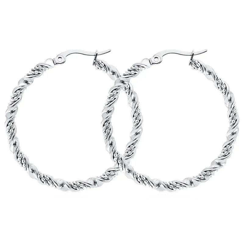 Mila Jewelry Two-Tone Stainless Steel Hoop Earrings, Titanium Steel, The Most Elegant