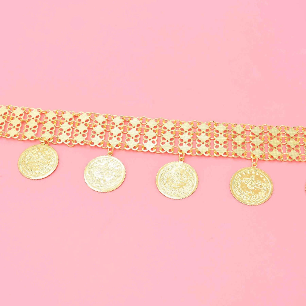 Golden Coins Tassel Body Chain Kurdish India Ethnic Dance Clothing Accessories Fashion Arab Turkey Afghan Bride Wedding Jewelry