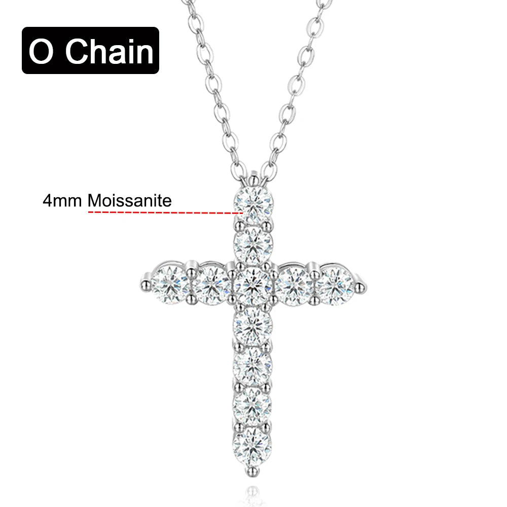 Moissanite cross pendant, 3mm, 4mm and 5mm, GRA certified, made of 925 sterling silver,