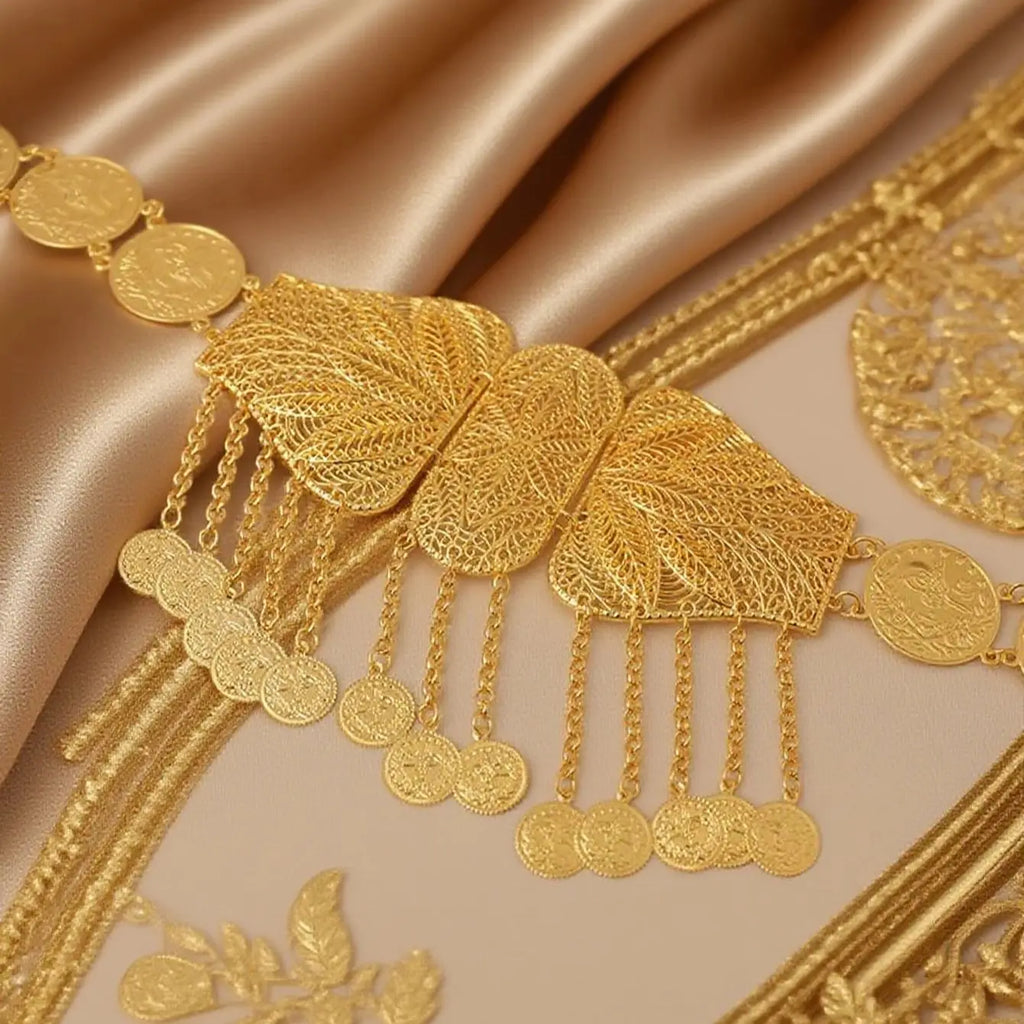 Turkish kurdish women belt gold plated arab middle east coin chain belts festival wedding costume jewelry