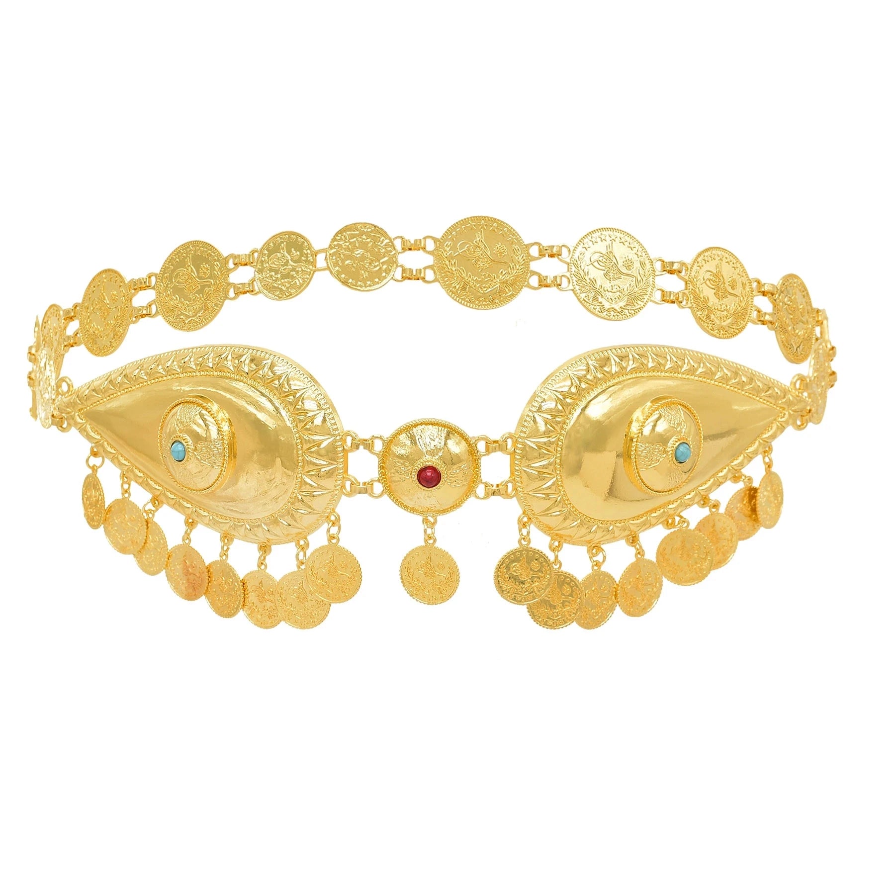 Golden Coins Metal Belts India Belly Dance Moroccan Waist Chain Afghan Turkish Kurdistan National Dress Body Jewelry for Women