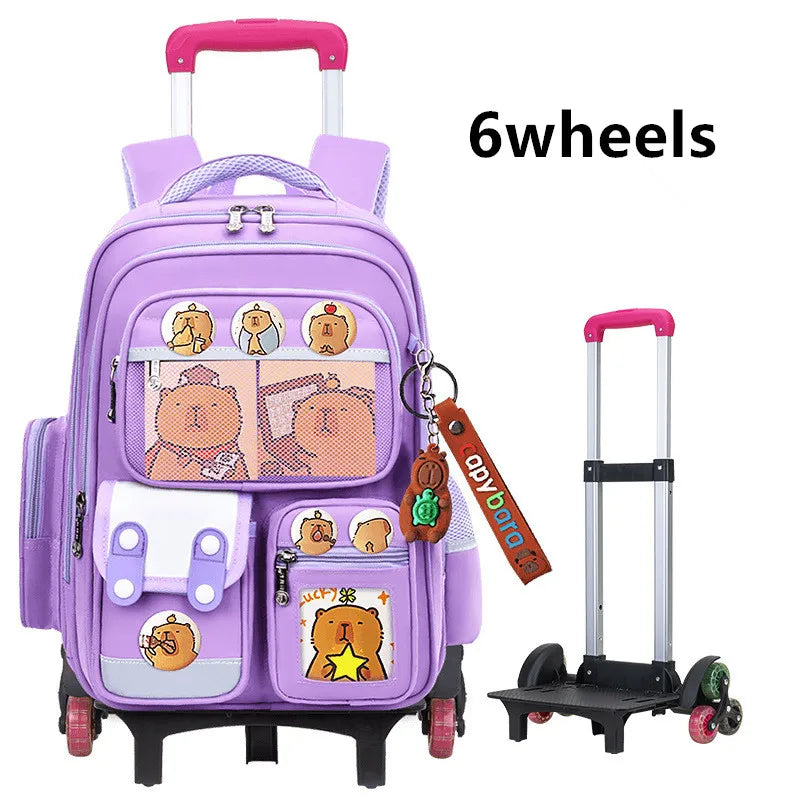 Children Trolley backpack wheels Student High capacity School bags Rolling schoolbags kids Trolley bookbag school wheeled bag