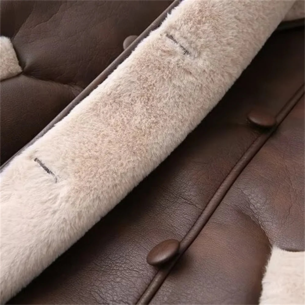 2024 autumn new women's clothing style fashionable hundred combinations belt dual color fur integrated windbreaker jacket