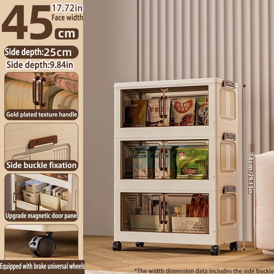 45/55/65cm Length Multifunction Storage Cabinet Large Capacity Foldable Easy-to-Install Storage Box Dustproof Wardrobe