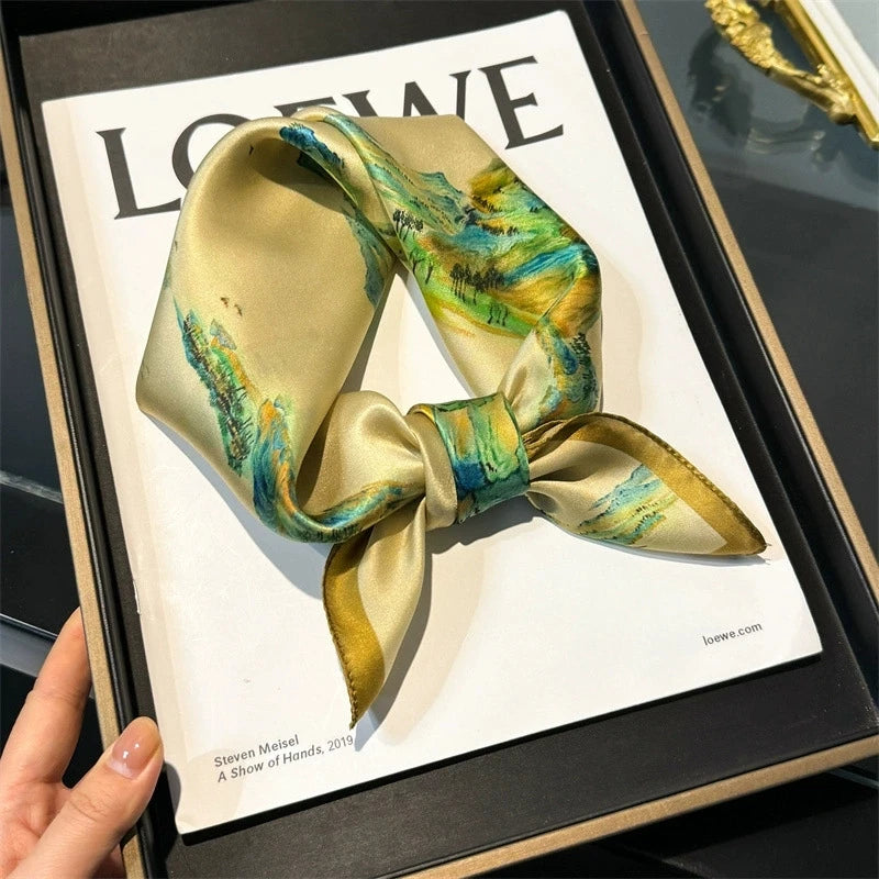 Scarf 100% Silk Bandana Women Square Scarves Wrap Kerchief Mulberry Spring Fashion Luxury High Quality Headband Hijab Shawls