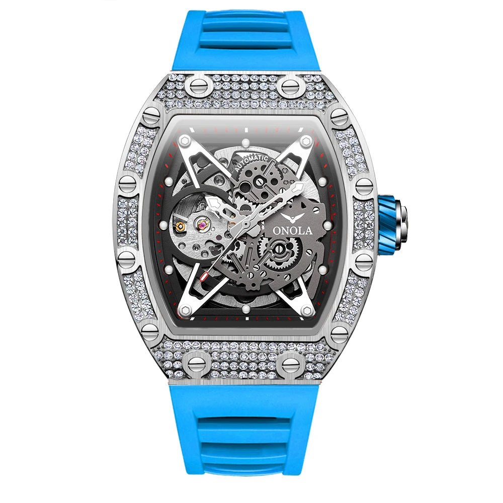 ONOLA Luxury Fashion Watch Hollow Out Fully Automatic Waterproof Men's Mechanical Watch With Diamond