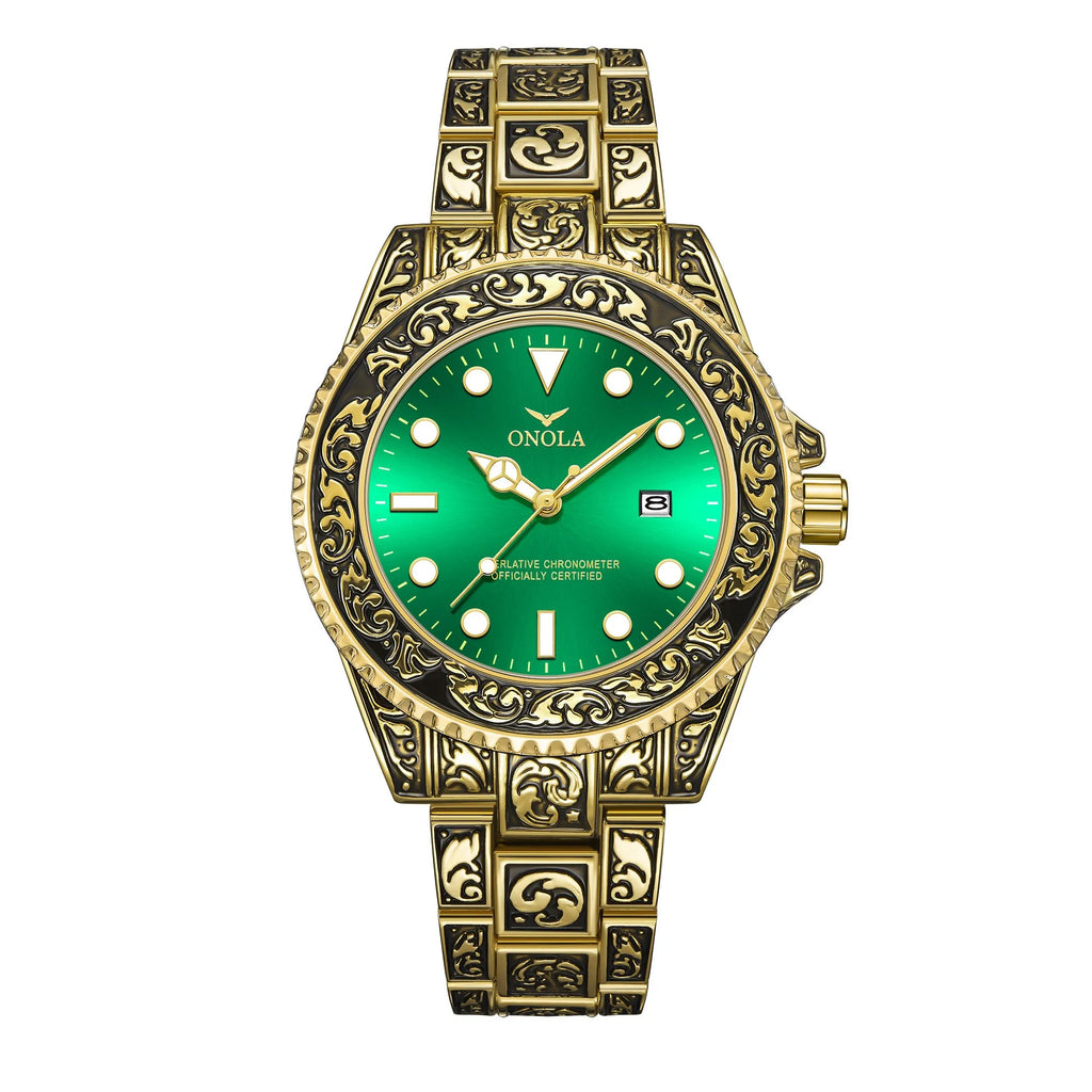 ONOLA Retro Luxury Men Watch Business Night Light Calendar Waterproof Watch Men Relogio Masculino