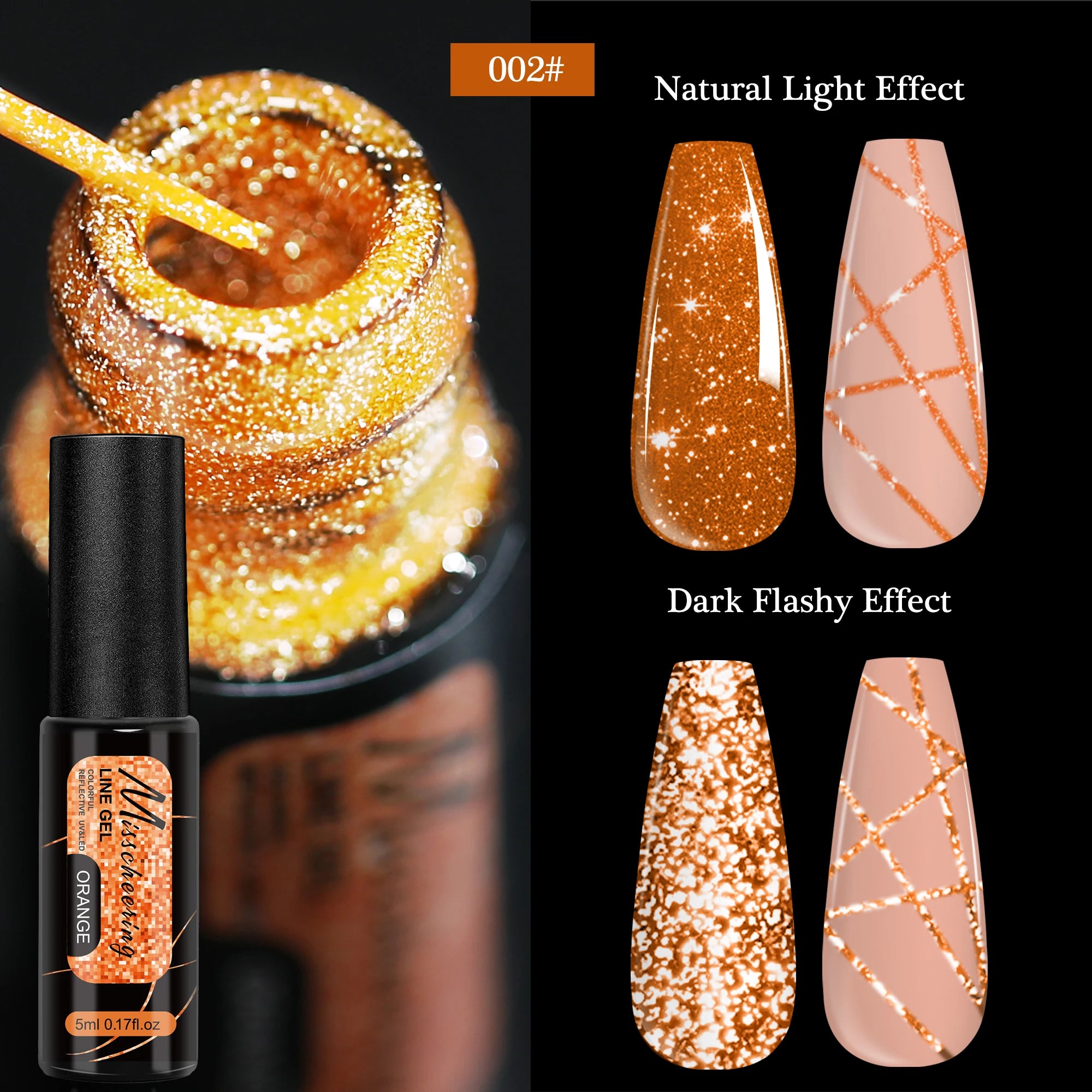 Gold Silver Metallic Liner Paint Gel Nail Polish Chrome Mirror Metal Effect Super Bright French UV LED Semi Permanent Nail Gel