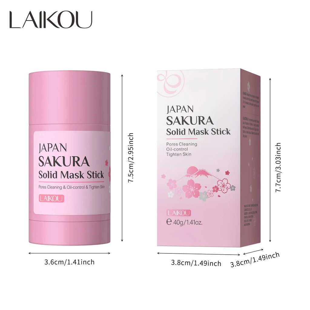 LAIKOU Sakura Solid Facial Masks Stick Clay Face Mask Moisturizing Brightening Oil Control Removal Blackhead Face Mud Mask